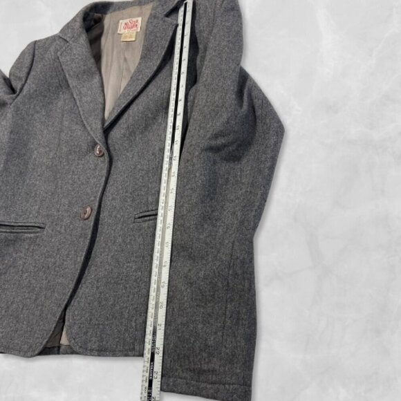 Vintage Mister Leonard Wool Blazer Notched Lapels Button Front Closure Gray W 10 - Picture 5 of 12
